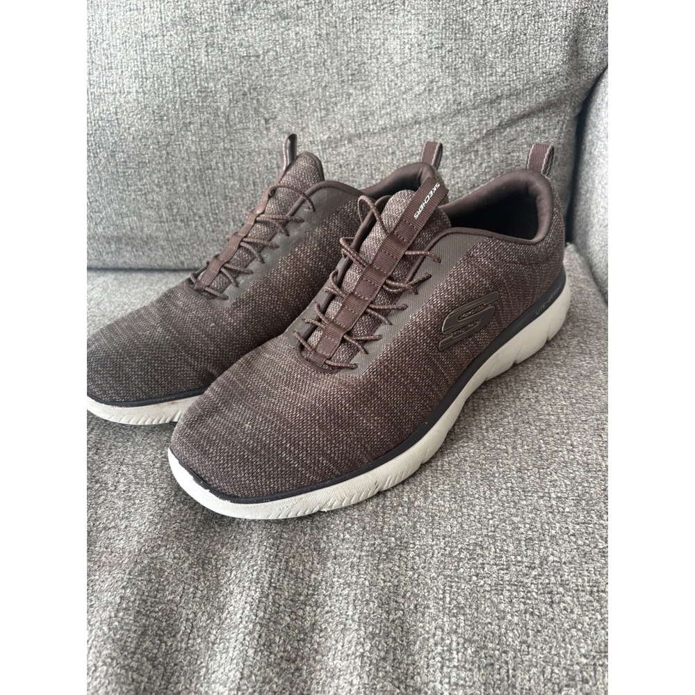 Skechers Mens Summits Louvin Brown Knit Slip On Sneakers 232697W Size 11.5